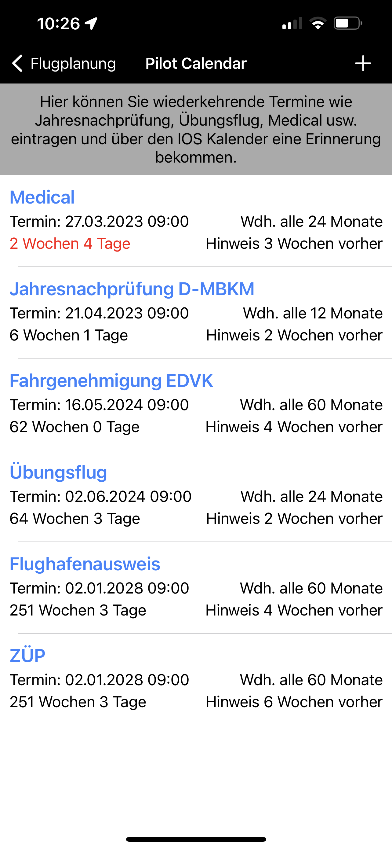 Sky-Map Pilot Calendar
